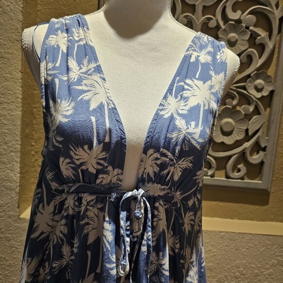 Ocean Drive Mini Cutout Sundress L Coconut girl Hawaiian Beachy Palm Boho Garb - Picture 5 of 9